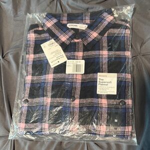 Sonoma Men's Casual Blue and Pink Plaid Shirt